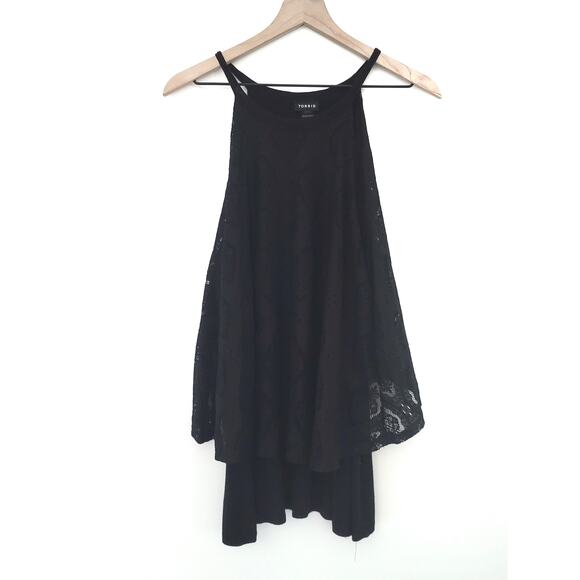 EUC Torrid Overlay Tiered Tank Top - 0X Plus Size - Picture 1 of 9